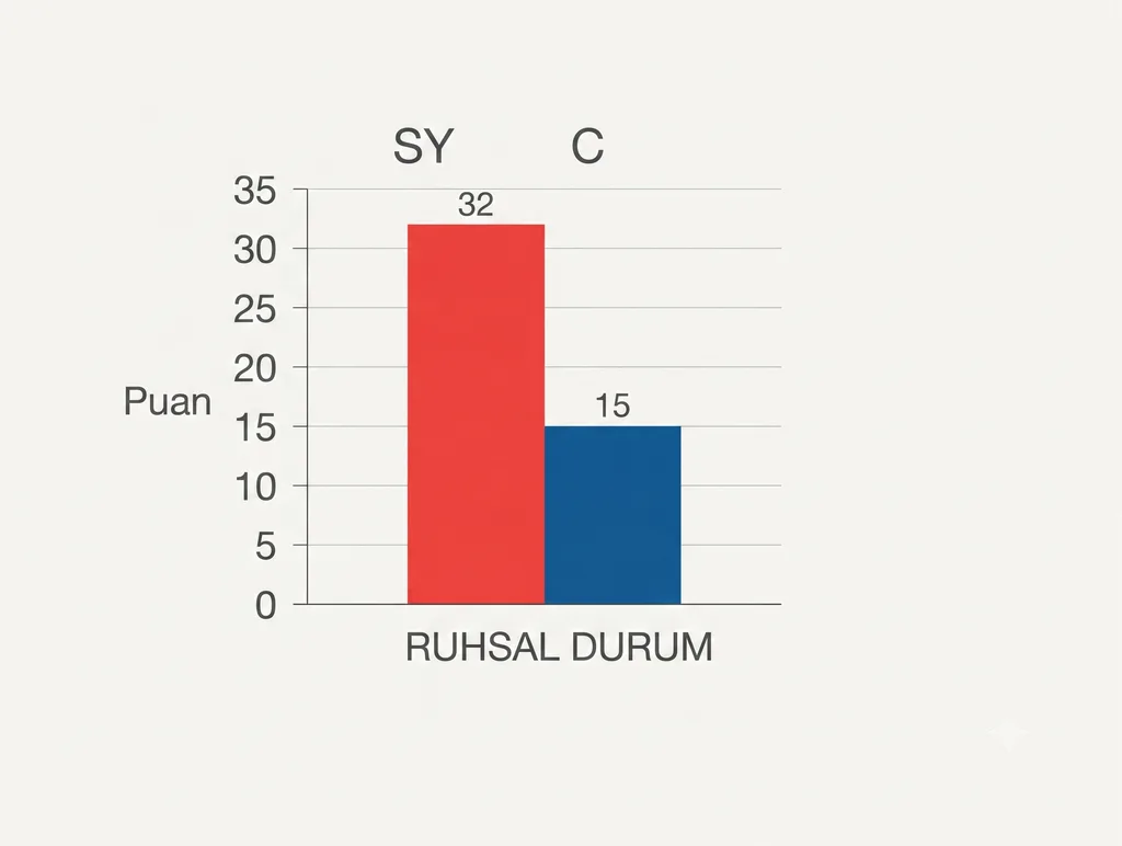 Sahaja Yoga meditasyonunun astım hastalarında ruhsal durum üzerindeki etkisini gösteren araştırma grafiği