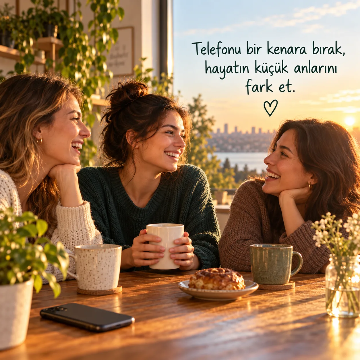 Telefonu bir kenara bırakıp bulunduğu anı fark eden kişi