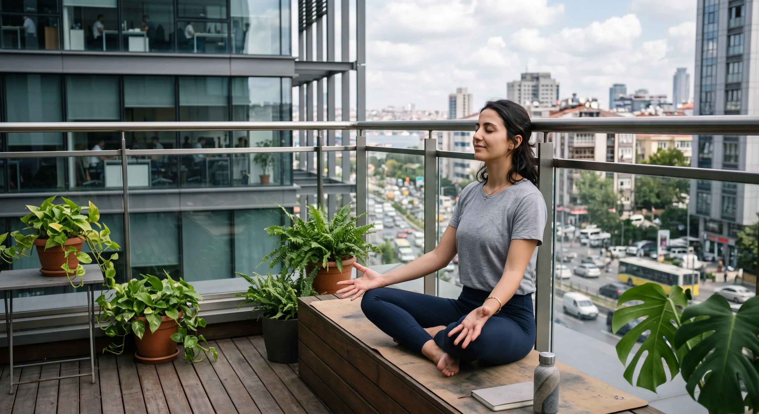 Doğanın içinde sakin bir şekilde meditasyona başlayan kişi